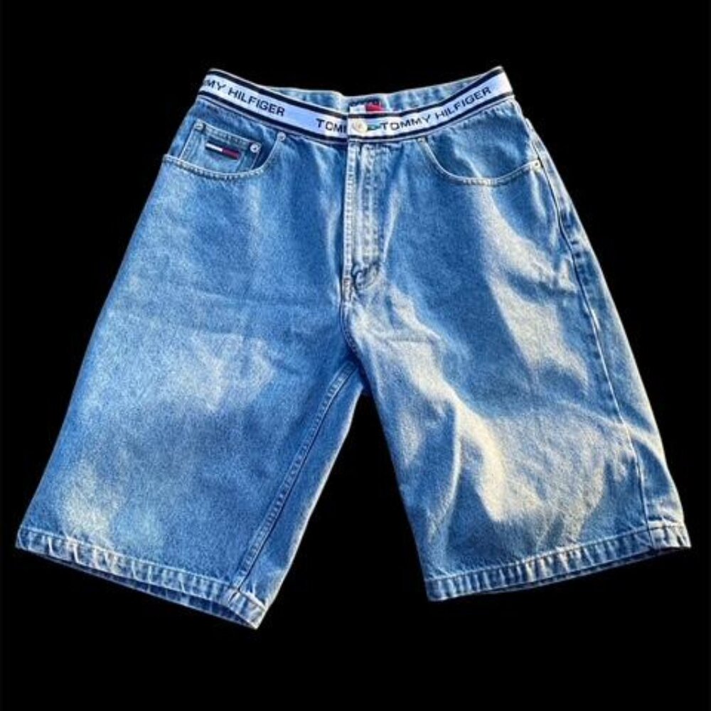 Vintage Y2K Tommy Hilfiger Men’s 30 Jean Shorts Light Wash Bermuda Skater